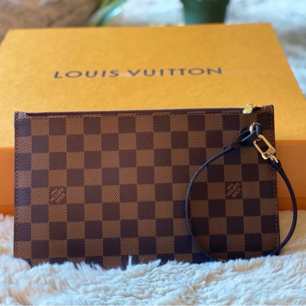 Louis Vuitton Brown and Tan Checkered Wristlet
